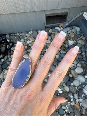 Purple Agate Statement Ring with Gold Edge